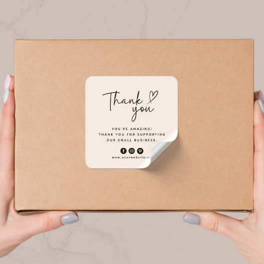 Bedankt voor uw aankoop/bestelling vierkante sticker