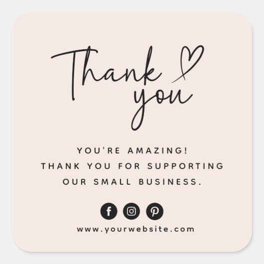 Bedankt voor uw aankoop/bestelling vierkante sticker (Voorkant)
