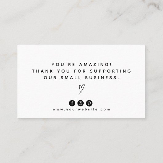 Bedankt voor uw aankoop/bestelling visitekaartje (Achterkant)