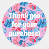 Bedankt voor uw aankoop Bold Floral Ronde Sticker (Voorkant)