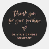 Bedankt voor uw aankoop | Casual Script Heart Ronde Sticker (Voorkant)