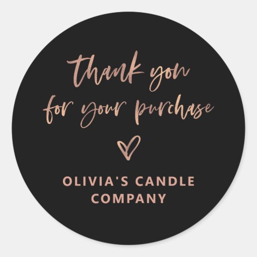 Bedankt voor uw aankoop | Casual Script Heart Ronde Sticker (Voorkant)