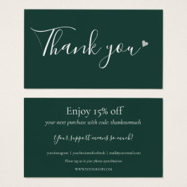 Bedankt voor uw aankoop Emerald Green kortingskaar Visitekaartje