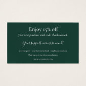 Bedankt voor uw aankoop Emerald Green kortingskaar Visitekaartje (Achterkant)