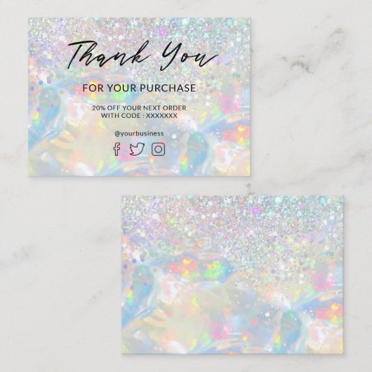 Bedankt voor uw aankoop Glitter Opal Visitekaartje (Voorkant / Achterkant)