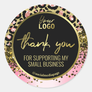 Bedankt voor uw aankoop Gold en Pink Leopard Ronde Sticker