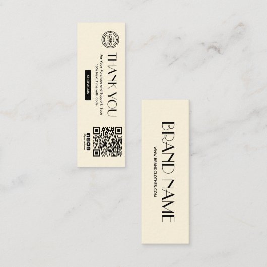 Bedankt voor uw aankoop Kleding Hang Label (Voorkant / Achterkant)