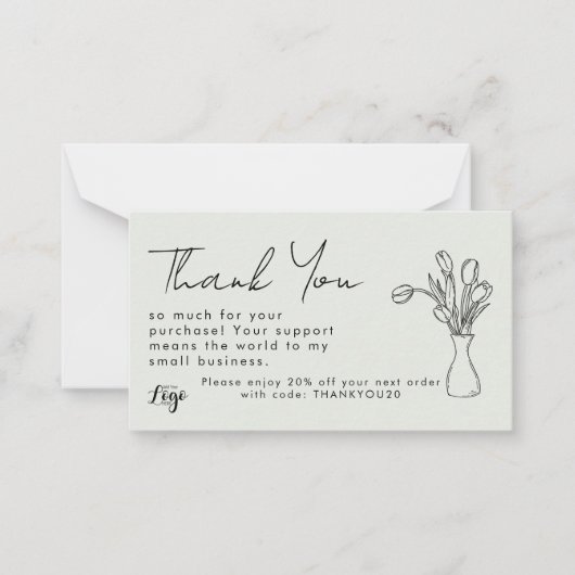 Bedankt voor uw aankoop klein Visitekaartje | Notitiekaartje (Voorkant)