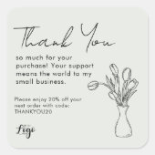 Bedankt voor uw aankoop klein Visitekaartje | Vierkante Sticker (Voorkant)