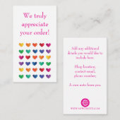 Bedankt voor uw aankoop Love Hearts briefkaart (Voorkant / Achterkant)