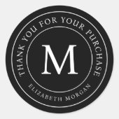 Bedankt voor uw aankoop Modern Monogram Ronde Sticker (Voorkant)