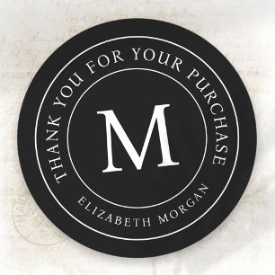 Bedankt voor uw aankoop Modern Monogram Ronde Sticker
