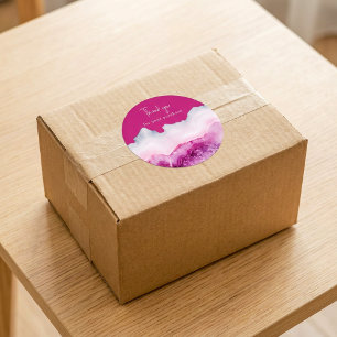 Bedankt voor uw aankoop Pink Agaat Social Ronde Sticker