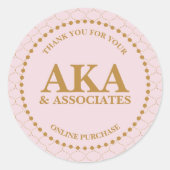 Bedankt voor uw aankoop Pink Gold Monogram Ronde Sticker (Voorkant)