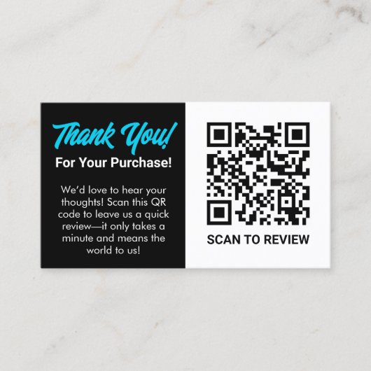 Bedankt voor uw aankoop QR Code Kaart Enclosure Visitekaartje (Voorkant)