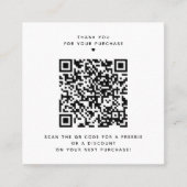 Bedankt voor uw aankoop QR Code Korting Kaart Vierkante Visitekaartje (Voorkant)