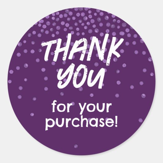 Bedankt voor uw aankoop Sticker Paarse Stippen (Voorkant)