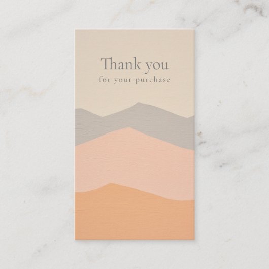 Bedankt voor uw aankoop van vlakke pastelbergen informatiekaartje (Voorkant)