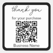Bedankt voor uw aankoop Zakelijke QRCode Black Whi Vierkante Sticker (Voorkant)