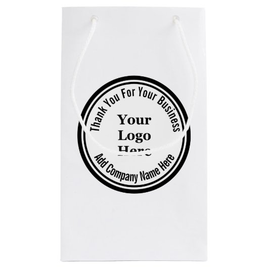 Bedankt voor uw bedrijfsnaam Black White Logo Klein Cadeauzakje (Achterkant)