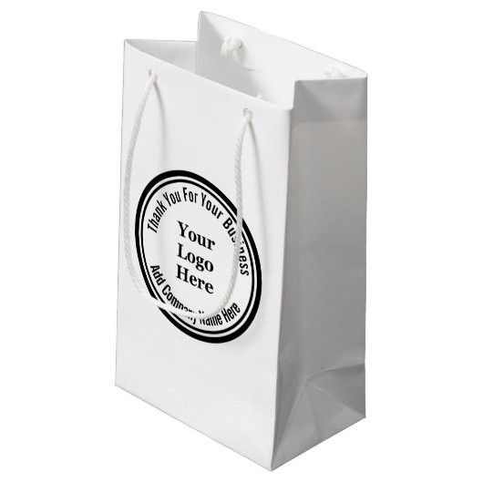 Bedankt voor uw bedrijfsnaam Black White Logo Klein Cadeauzakje (Achterkant Gekanteld)