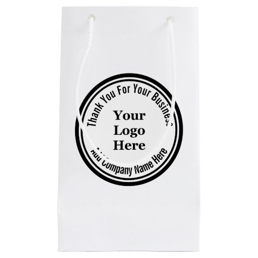 Bedankt voor uw bedrijfsnaam Black White Logo Klein Cadeauzakje (Voorkant)