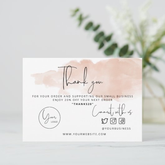 Bedankt voor uw bestelbon. Small Business Card (Staand voorkant)