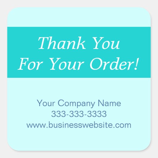 Bedankt voor uw bestelling Bedrijf Waardering Blau Vierkante Sticker (Voorkant)