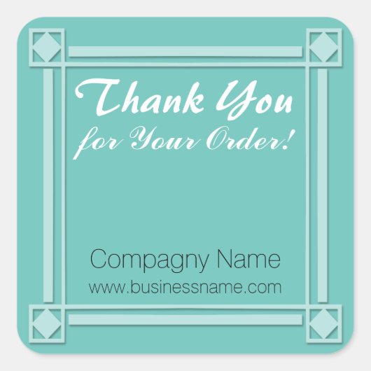 Bedankt voor uw bestelling Corporate Aqua Sticker (Voorkant)