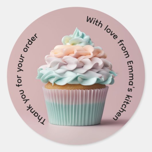 Bedankt voor uw bestelling cupcake ronde sticker (Voorkant)