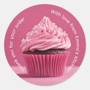 Bedankt voor uw bestelling cupcake ronde sticker