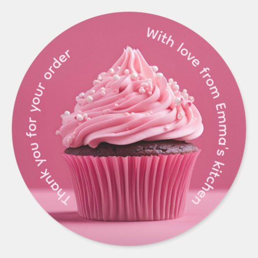 Bedankt voor uw bestelling cupcake ronde sticker (Voorkant)