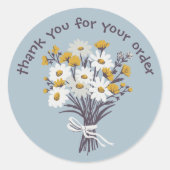 "Bedankt voor uw bestelling" Daisy Bouquet Custom Ronde Sticker (Voorkant)