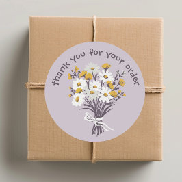 "Bedankt voor uw bestelling" Daisy Bouquet Custom Ronde Sticker