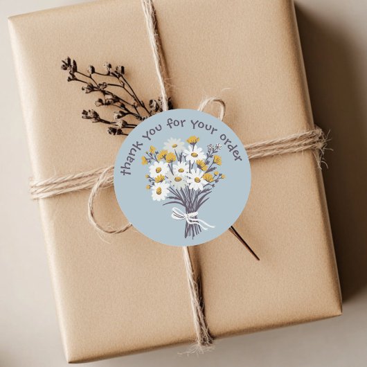 "Bedankt voor uw bestelling" Daisy Bouquet Custom Ronde Sticker