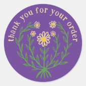 "Bedankt voor uw bestelling" Daisy Design Custom Ronde Sticker (Voorkant)