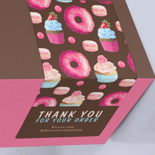 Bedankt voor uw bestelling donut en cupcake patroo etiket