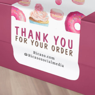 Bedankt voor uw bestelling donut en cupcake patroo etiket