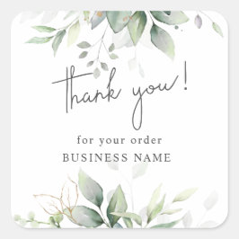 Bedankt voor uw bestelling elegant greenery eucaly vierkante sticker