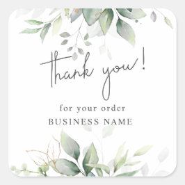 Bedankt voor uw bestelling elegant greenery eucaly vierkante sticker