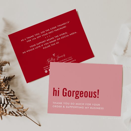 BEDANKT VOOR UW BESTELLING fun insert roze rood