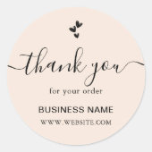 Bedankt voor uw bestelling Girly Blush Roze Ronde Sticker (Voorkant)