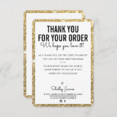 BEDANKT VOOR UW BESTELLING glam insert gouden glit (Voorkant / Achterkant)