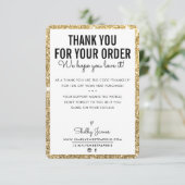 BEDANKT VOOR UW BESTELLING glam insert gouden glit (Staand voorkant)