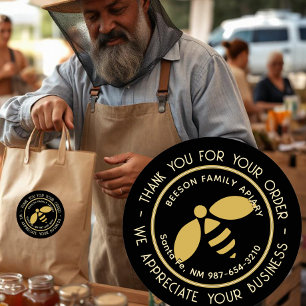 Bedankt voor uw bestelling Gold Bee Apiary Honey Ronde Sticker