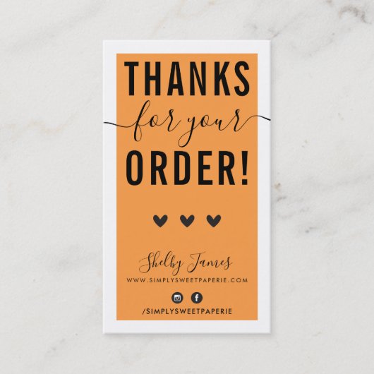 BEDANKT VOOR UW BESTELLING insert bold bright sina Visitekaartje (Voorkant)