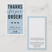 BEDANKT VOOR UW BESTELLING insert bord blauw zwart Visitekaartje (Voorkant / Achterkant)