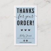 BEDANKT VOOR UW BESTELLING insert bord blauw zwart Visitekaartje (Voorkant)