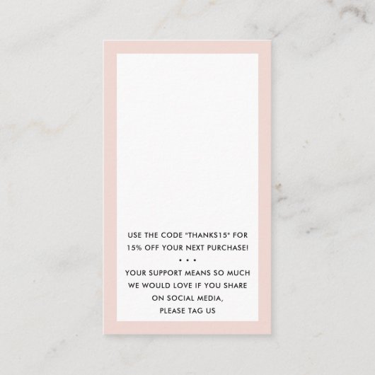 BEDANKT VOOR UW BESTELLING insert classy blush pin Visitekaartje (Achterkant)