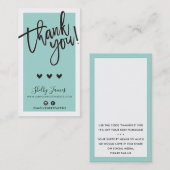 BEDANKT VOOR UW BESTELLING insert classy mint gree Visitekaartje (Voorkant / Achterkant)